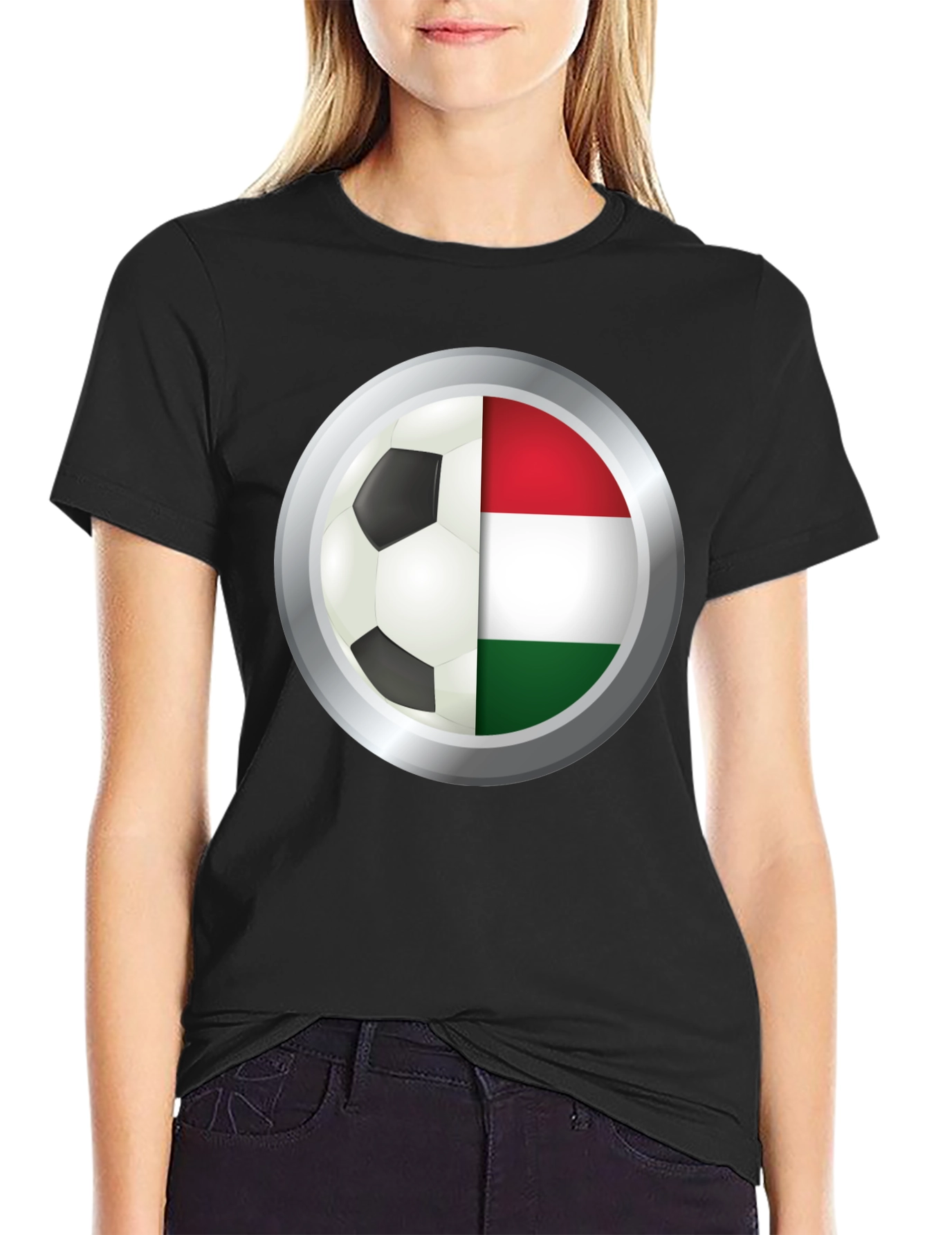 Hungary Soccer Ball T-Shirt - Black