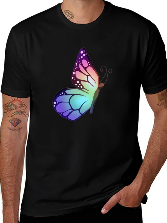 Butterfly Graphic Tee - Short Sleeve Casual T-Shirt