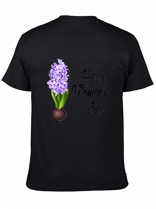 Happy Womens Day T-Shirt with Floral Print