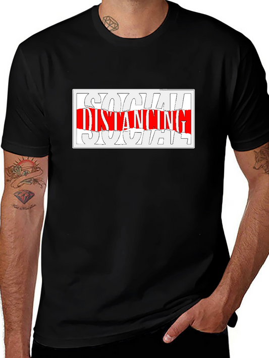 Social Distancing Graphic Tee - Black Crew Neck