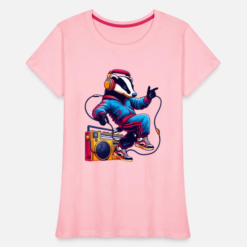 happy badger with headphones dancing