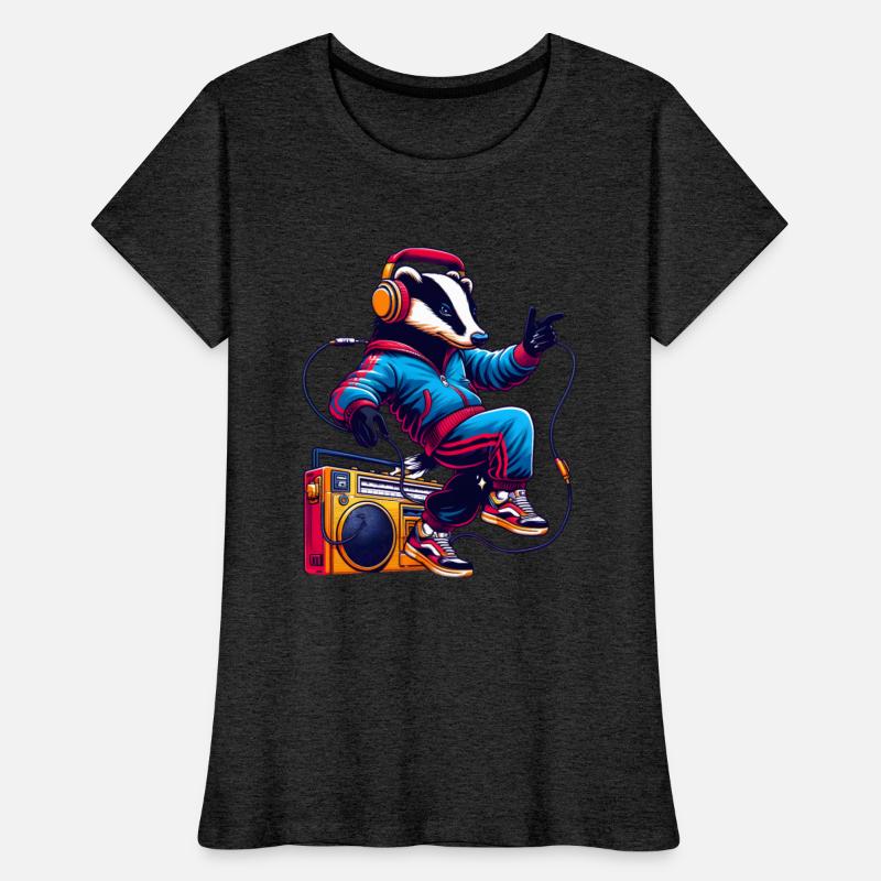 happy badger with headphones dancing