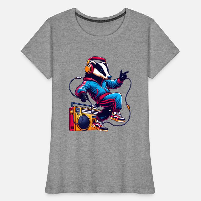 happy badger with headphones dancing