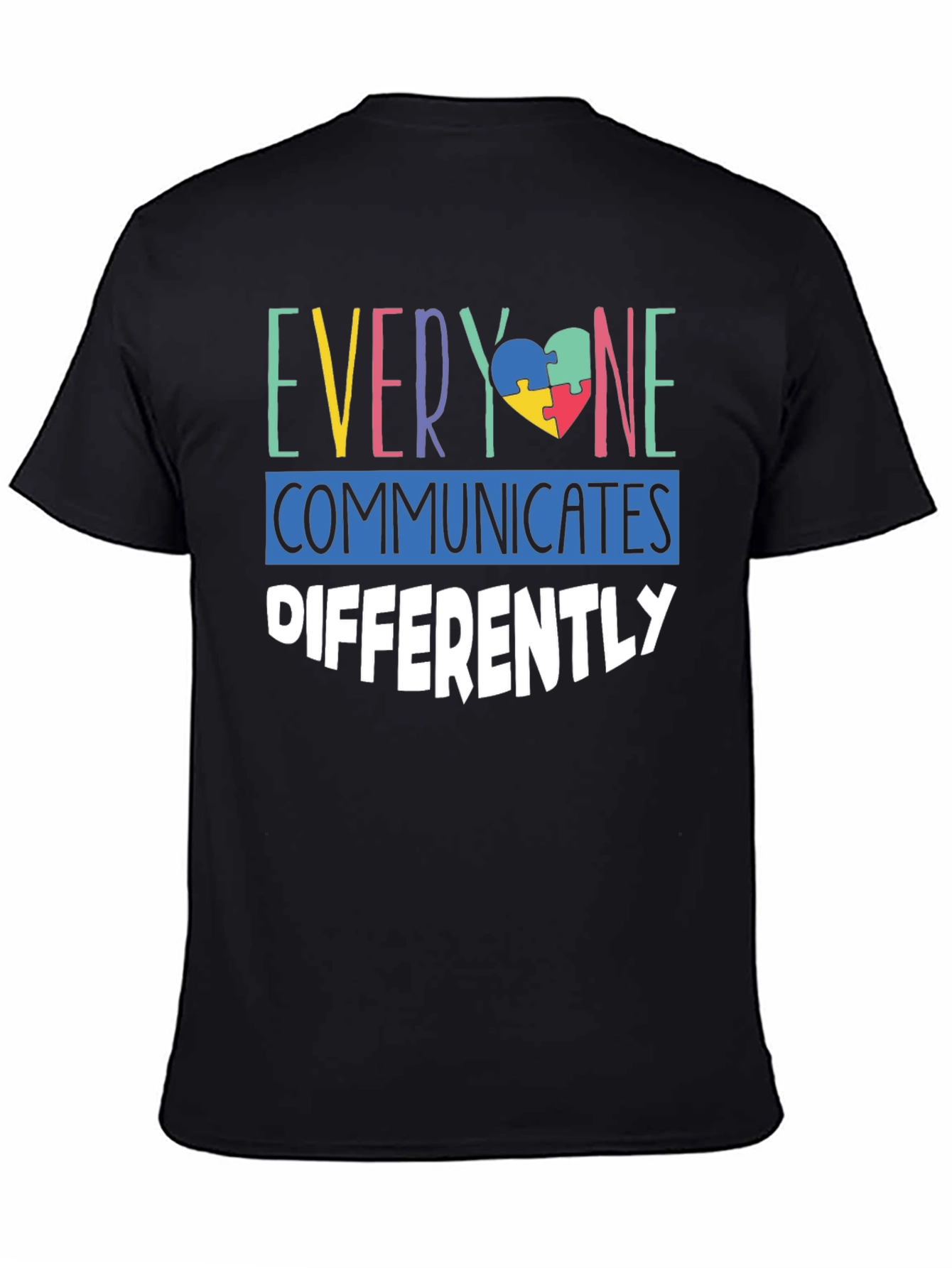 Autism Awareness T-Shirt Everyone Communicates Differently Puzzle Heart