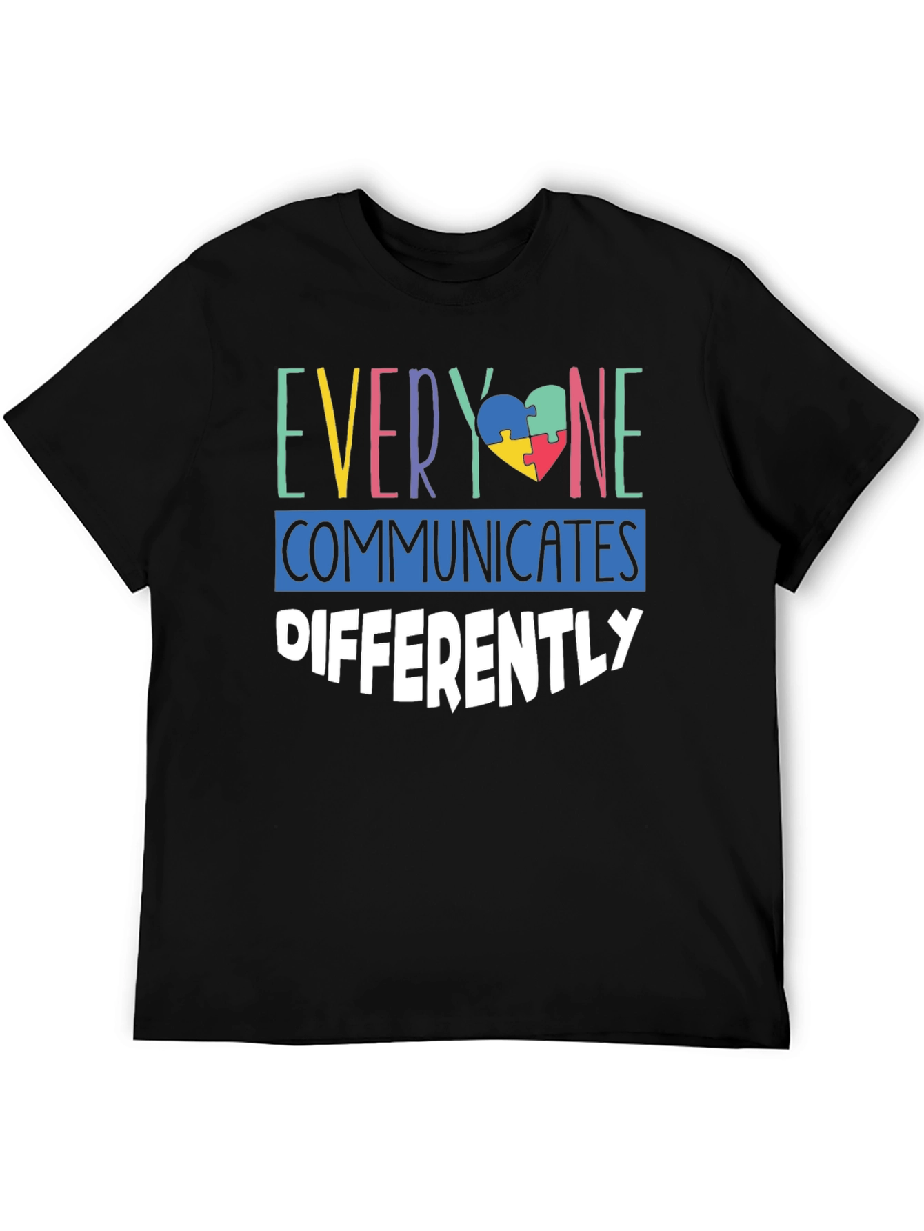 Autism Awareness T-Shirt Everyone Communicates Differently Puzzle Heart