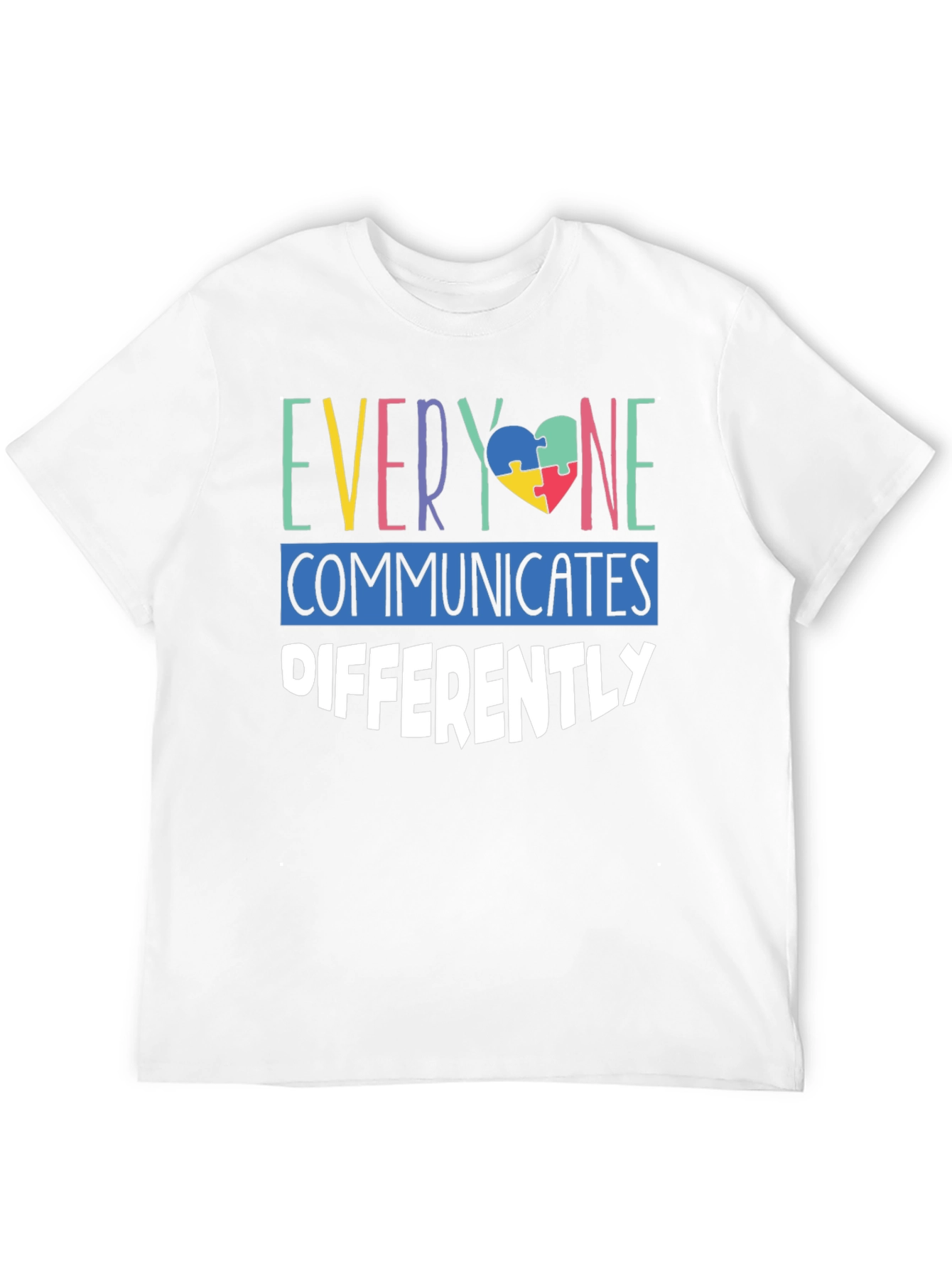 Autism Awareness T-Shirt Everyone Communicates Differently Puzzle Heart