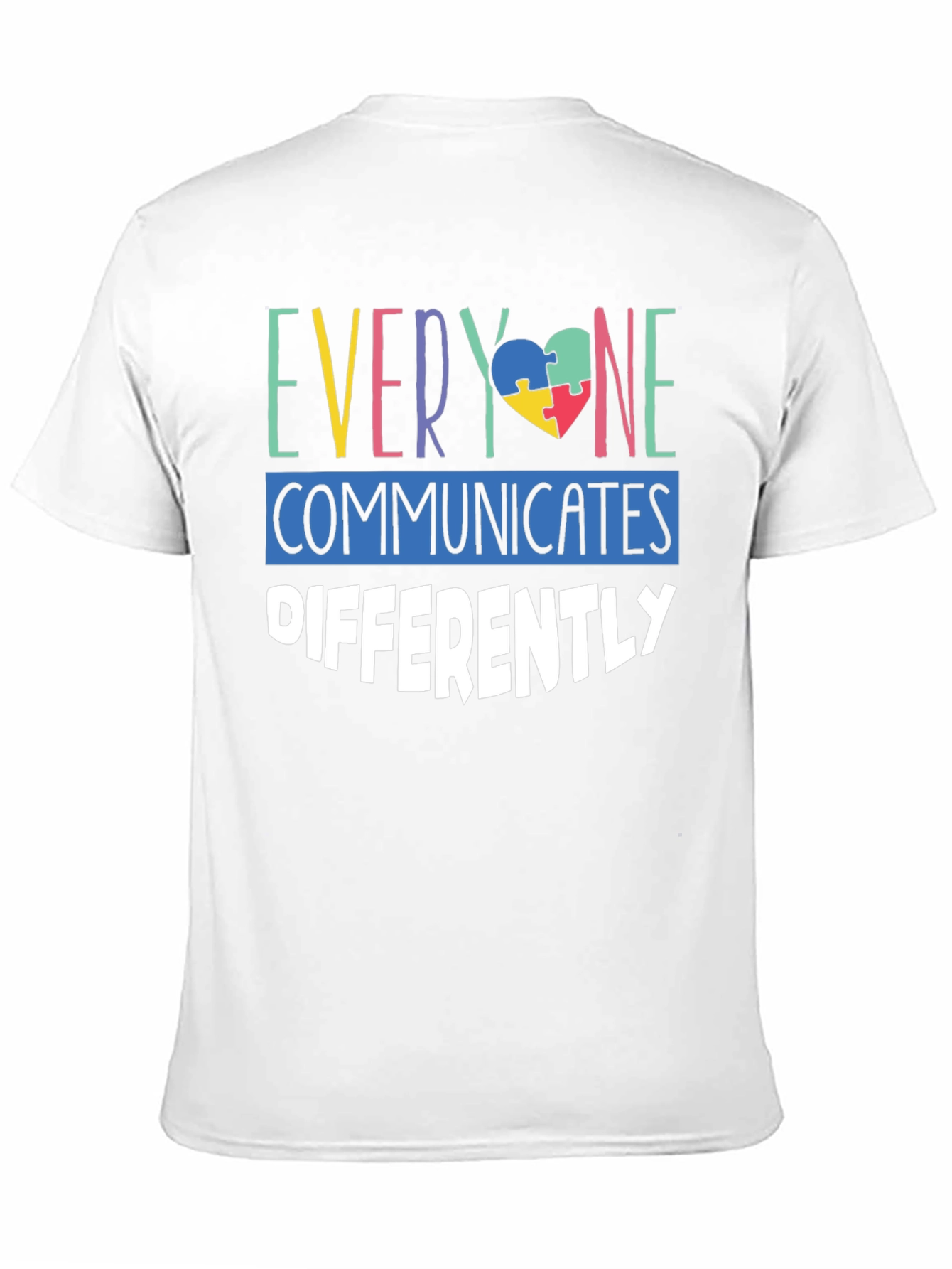 Autism Awareness T-Shirt Everyone Communicates Differently Puzzle Heart