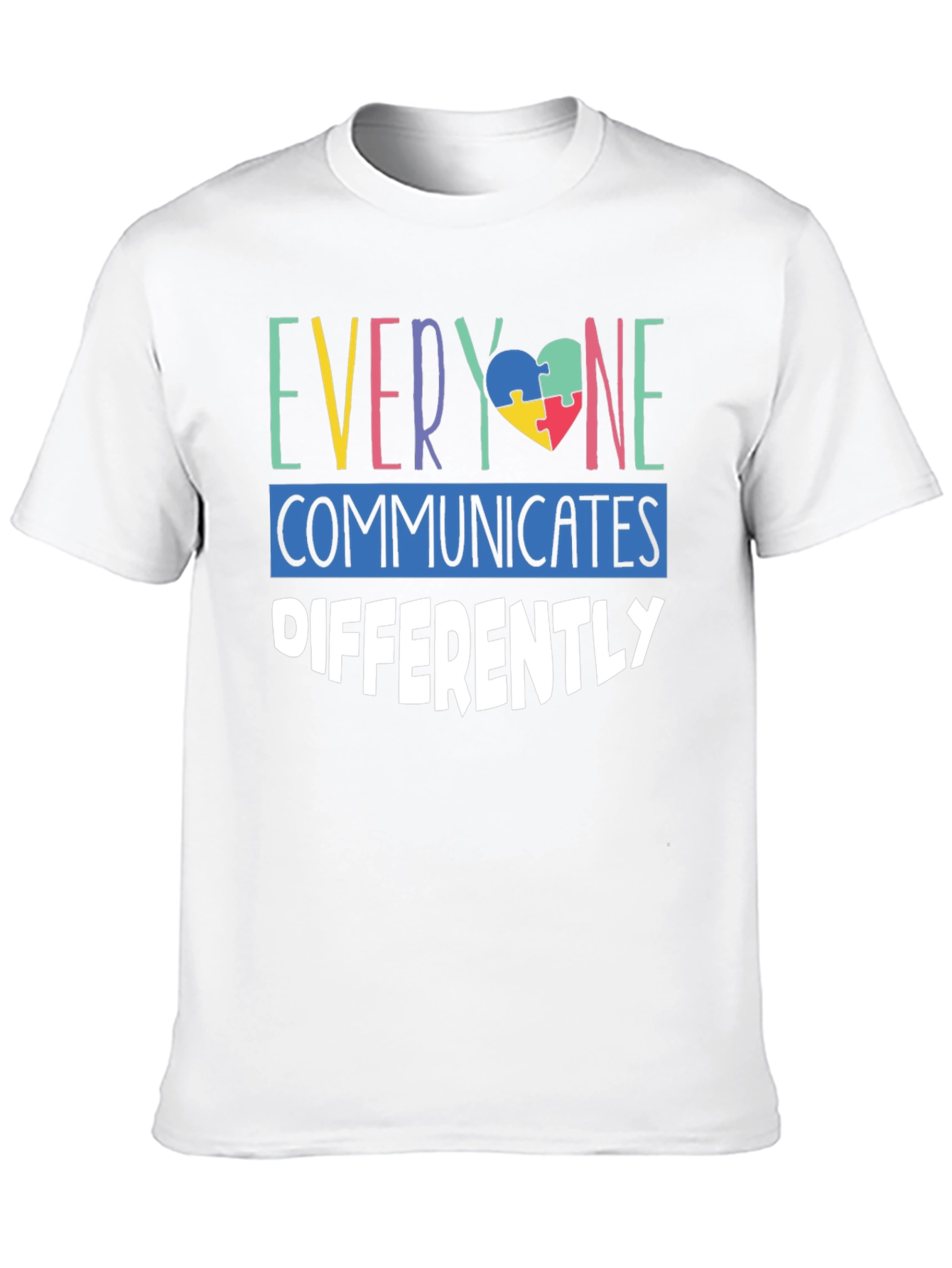 Autism Awareness T-Shirt Everyone Communicates Differently Puzzle Heart