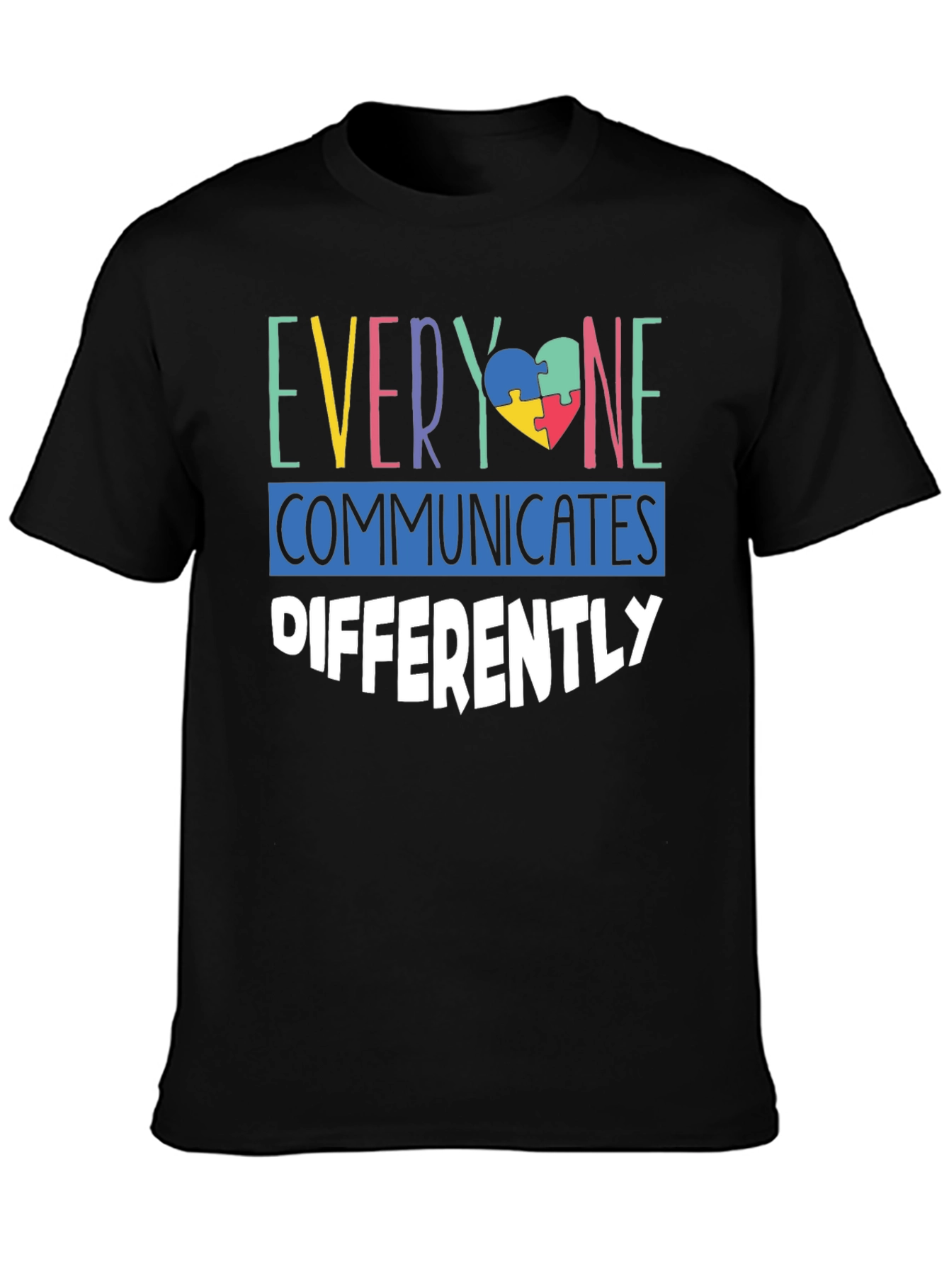 Autism Awareness T-Shirt Everyone Communicates Differently Puzzle Heart