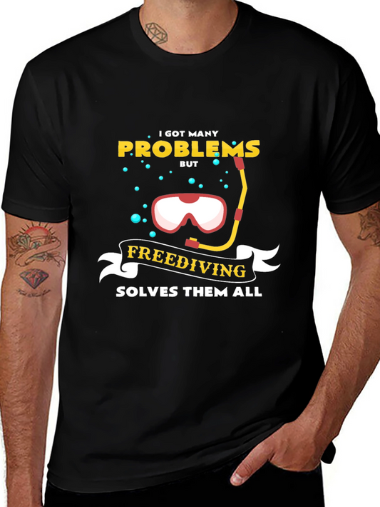 Freediving T-Shirt: Solves All Problems Mens Black Tee