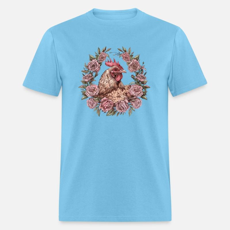 Hen Amidst Roses and Leaves