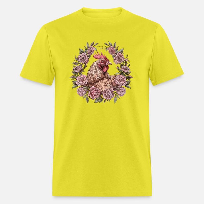 Hen Amidst Roses and Leaves