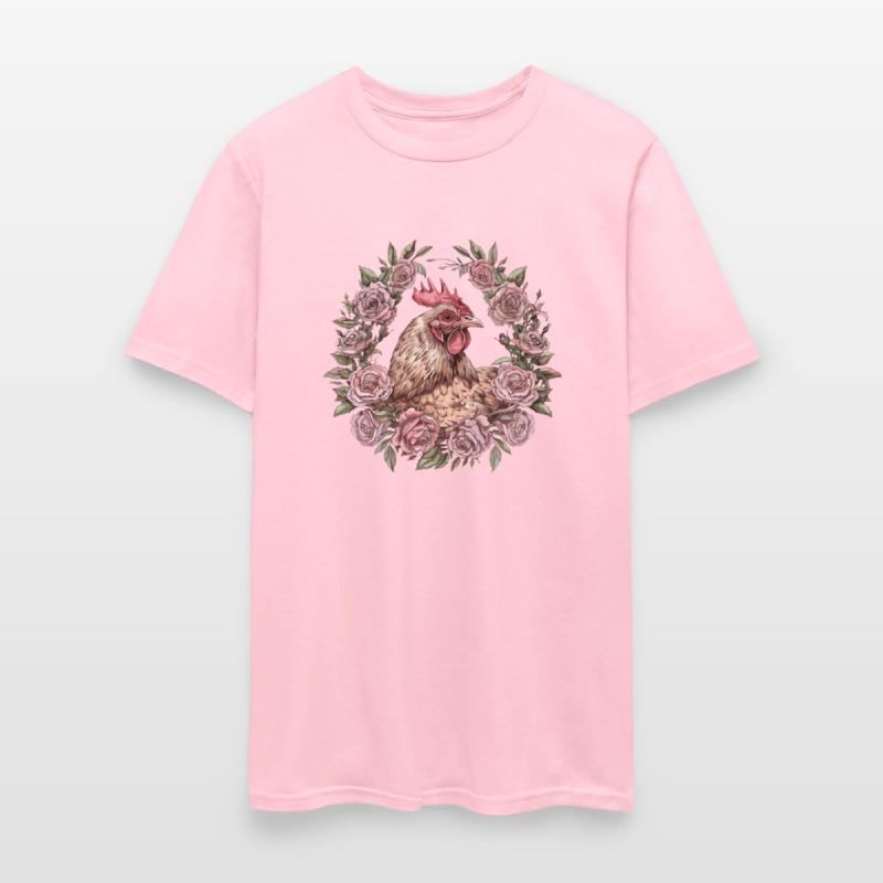 Hen Amidst Roses and Leaves