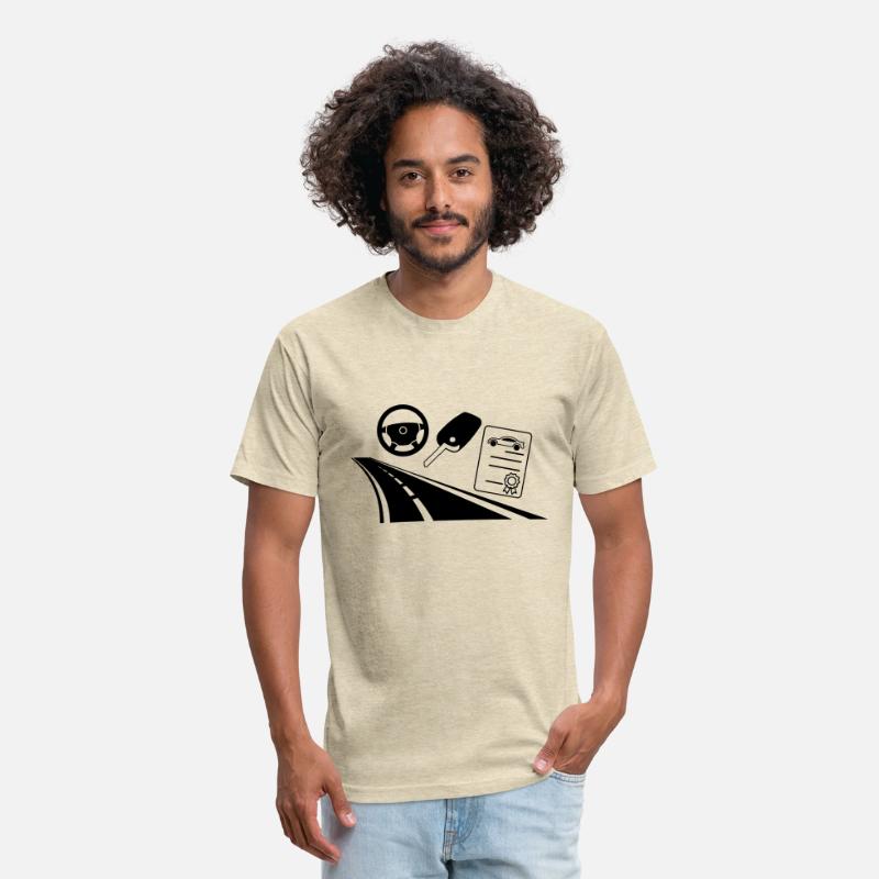 Highway with car license key and steering wheel