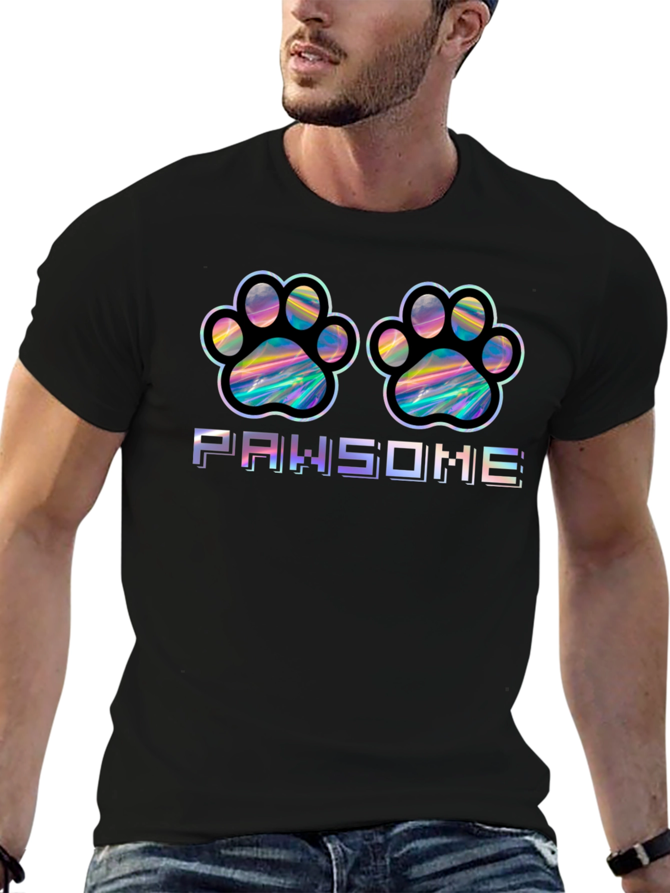 Pawsome Holographic Paw Print T-Shirt