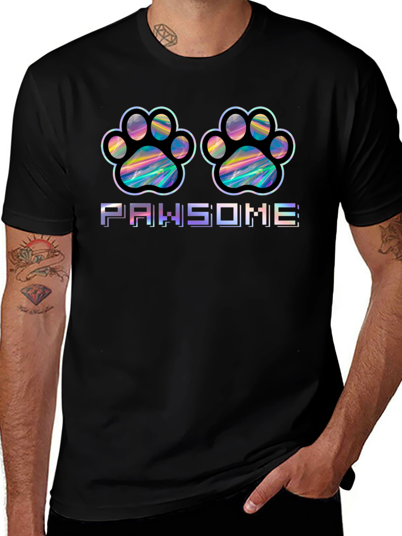 Pawsome Holographic Paw Print T-Shirt