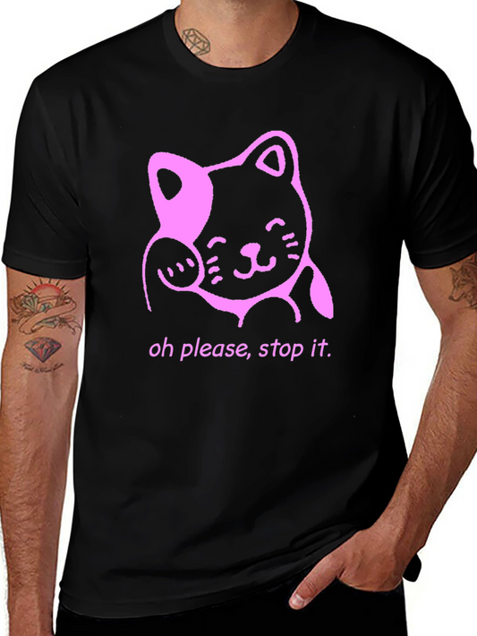 Cute Cat Graphic Tee - Stop It! Funny T-Shirt