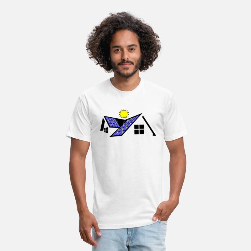 House with solar panels and sun