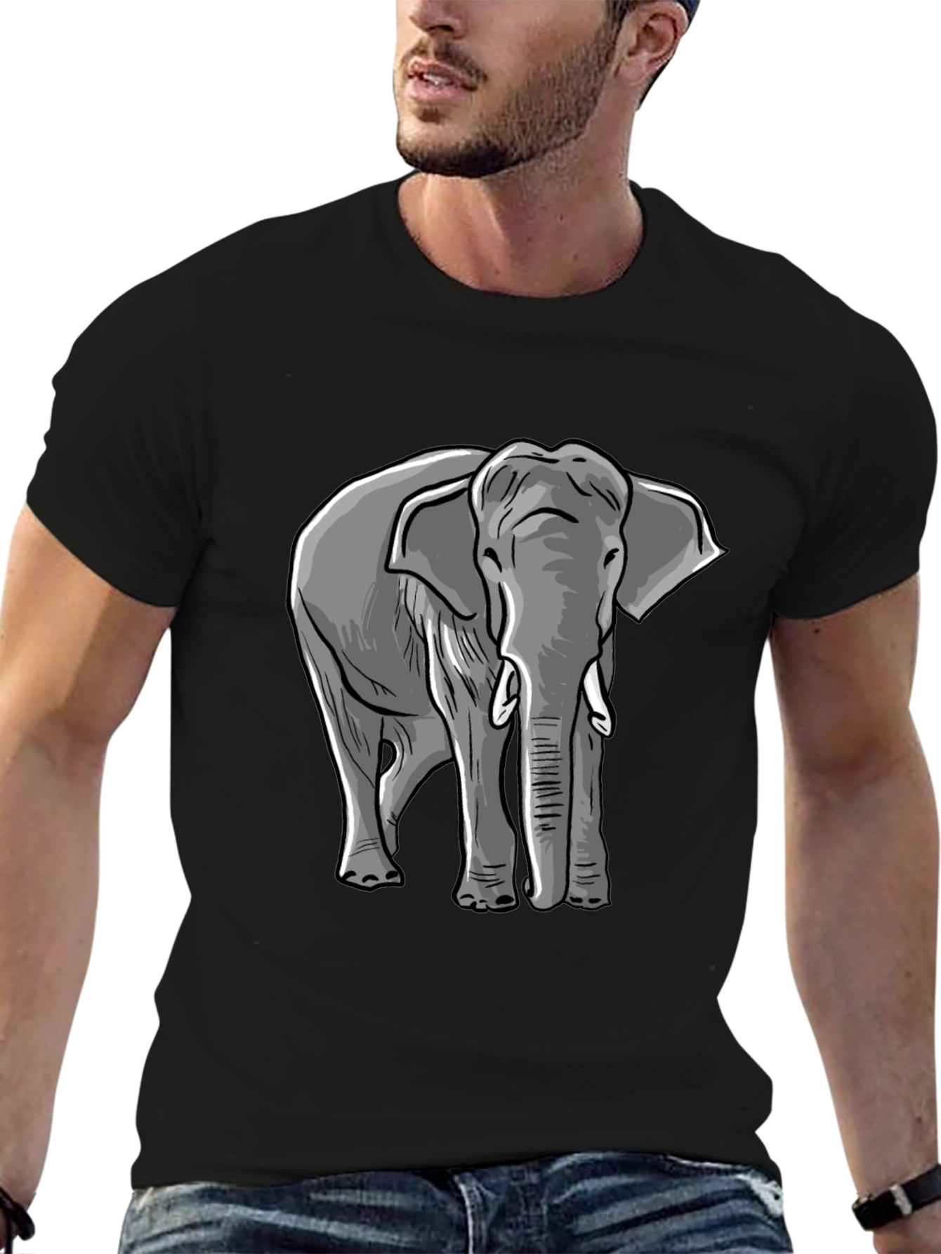 Elephant Graphic Tee - Mens Black T-Shirt