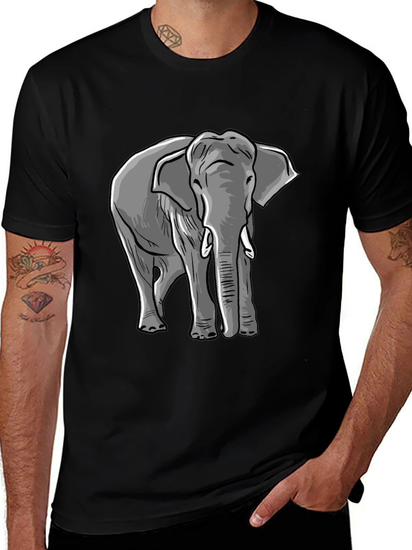 Elephant Graphic Tee - Mens Black T-Shirt