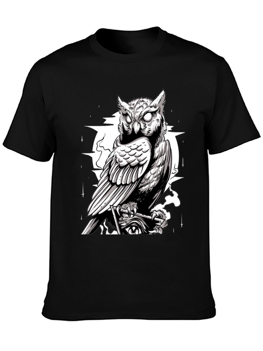 Owl Graphic Print Tee - Mens Black T-Shirt