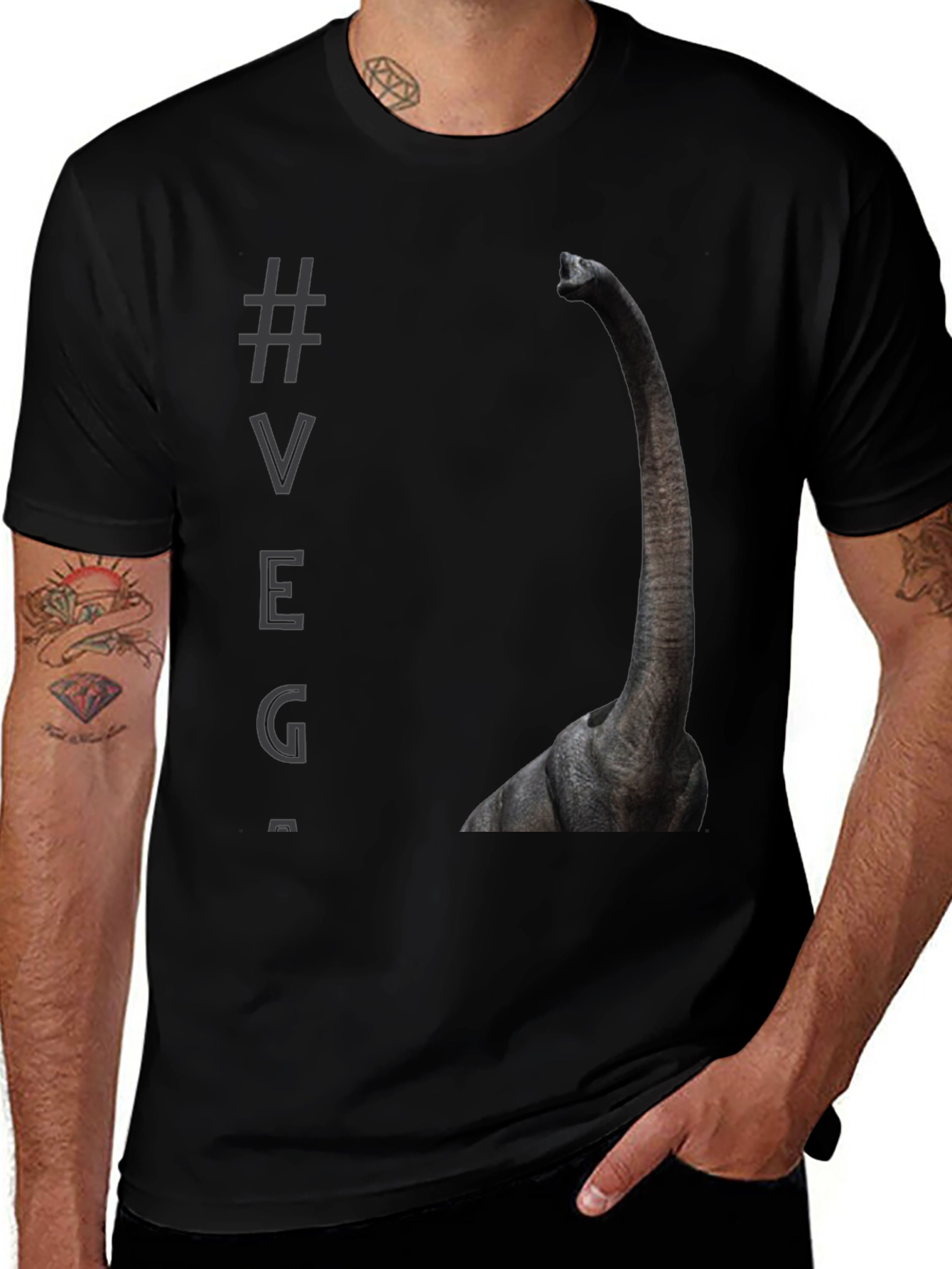 Brontosaurus VEG Black T-Shirt