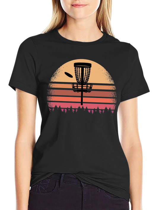 Disc Golf Sunset T-Shirt - Black Graphic Tee