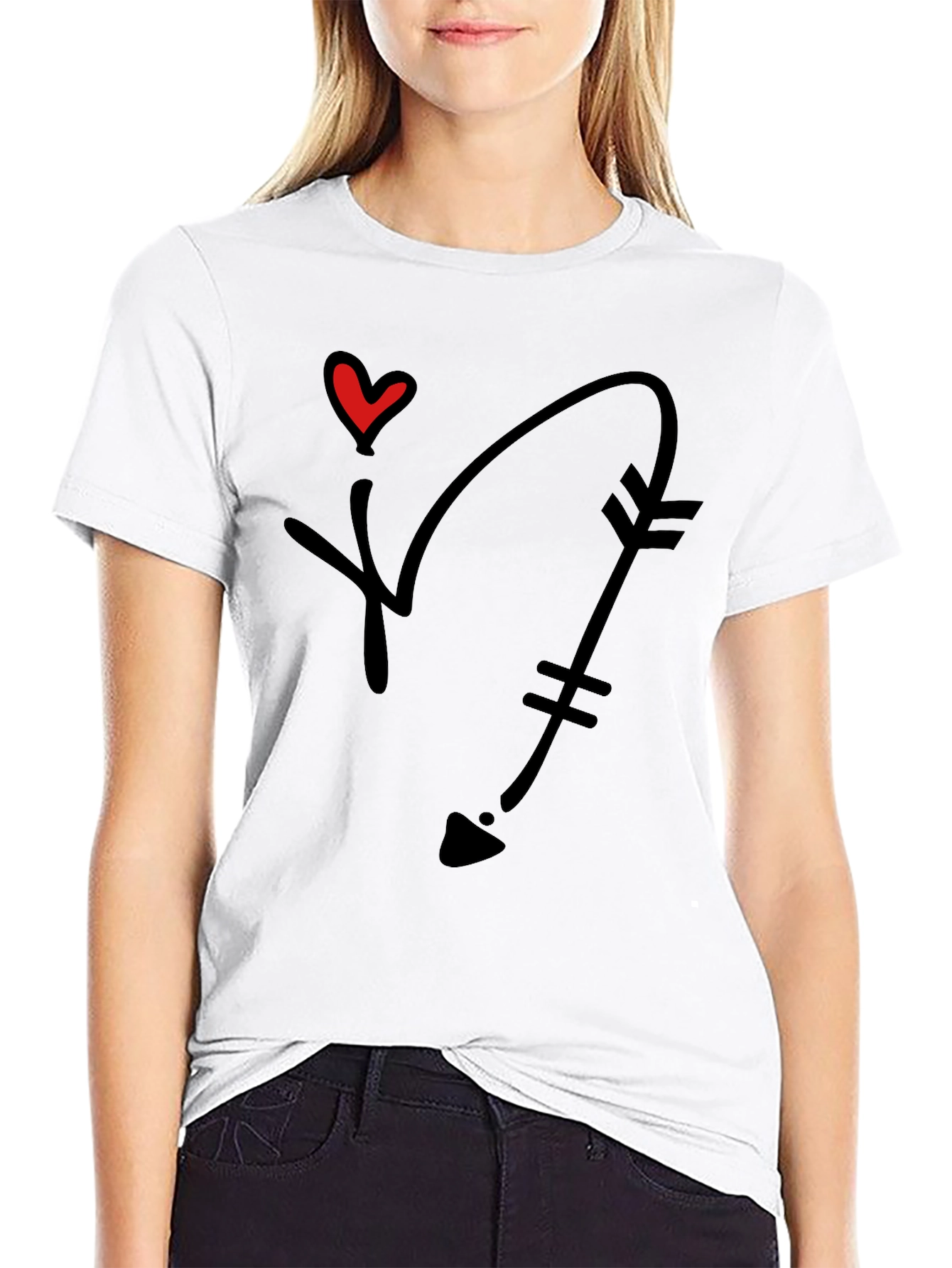 Heart Arrow Graphic Tee - Black Casual Shirt