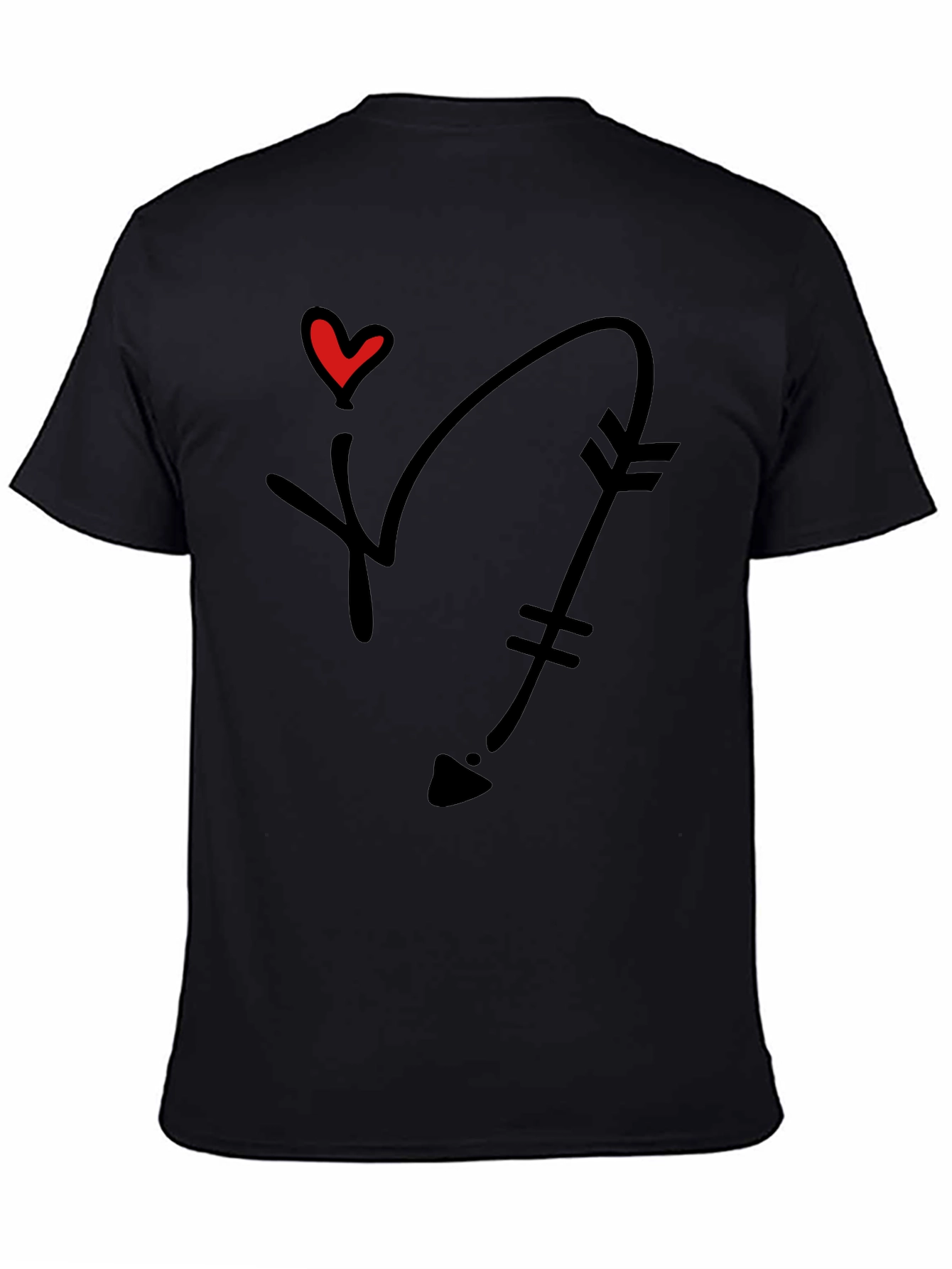 Heart Arrow Graphic Tee - Black Casual Shirt