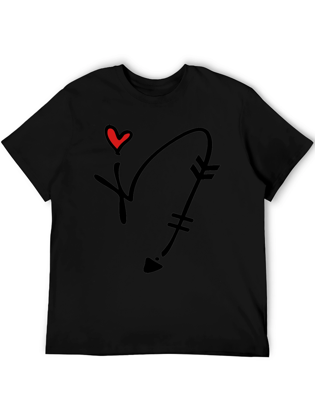 Heart Arrow Graphic Tee - Black Casual Shirt