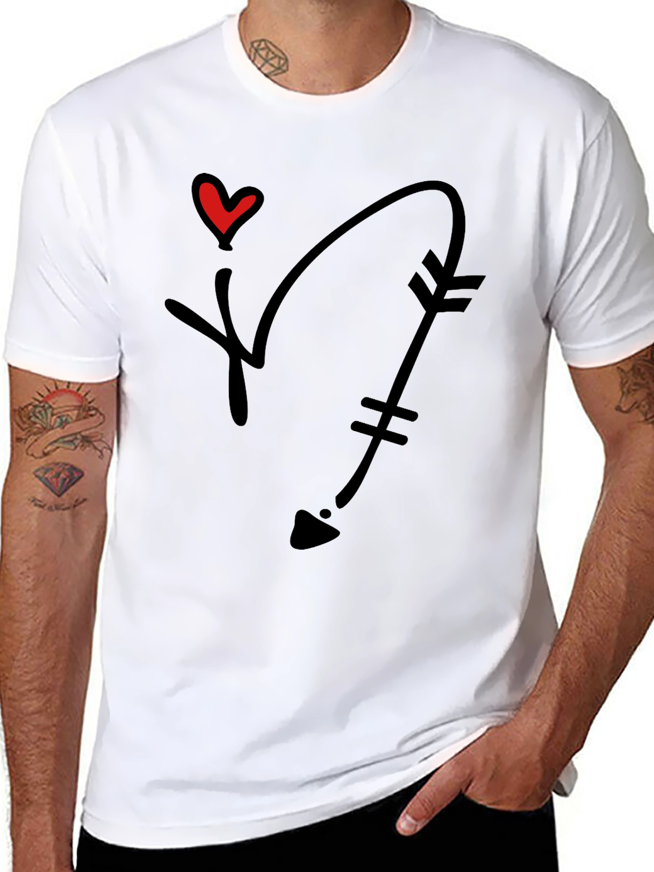 Heart Arrow Graphic Tee - Black Casual Shirt