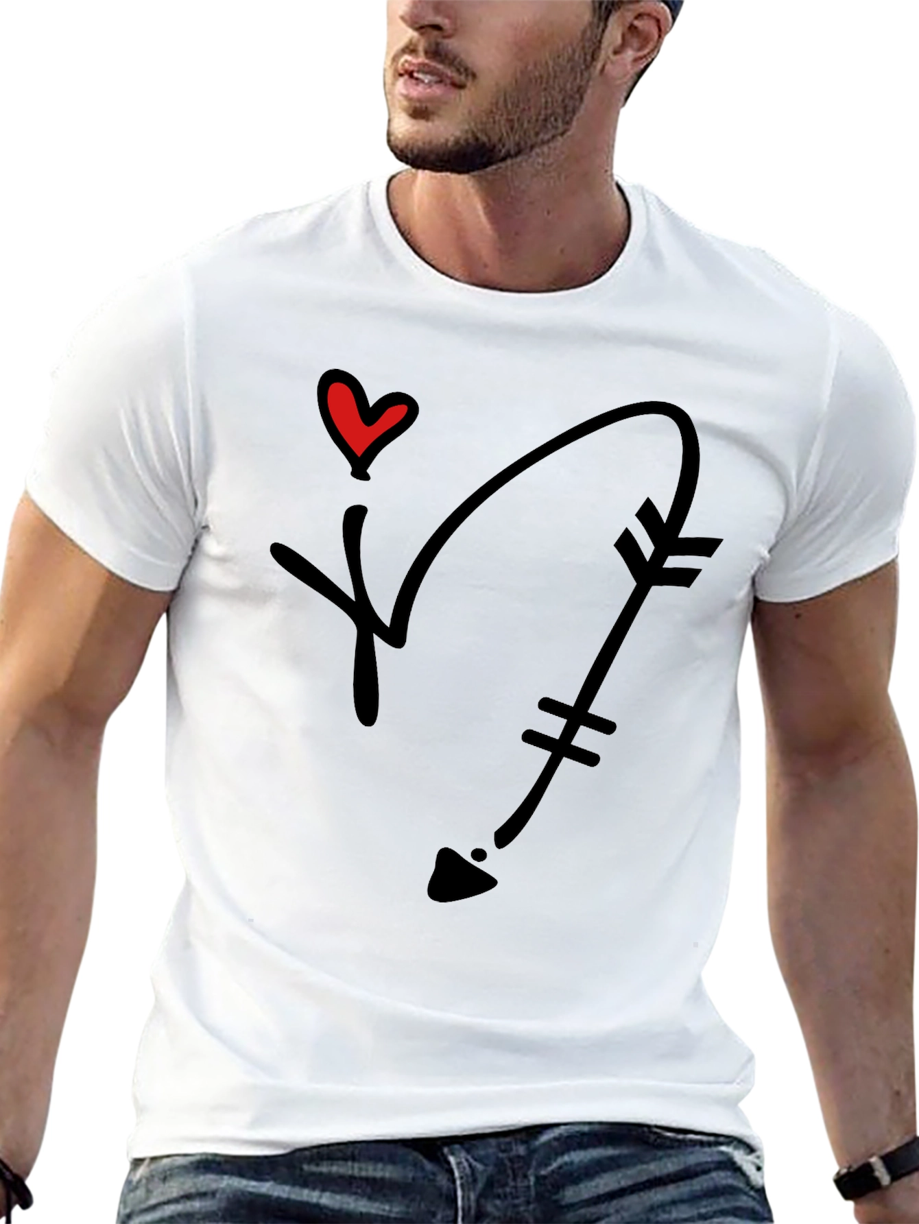 Heart Arrow Graphic Tee - Black Casual Shirt