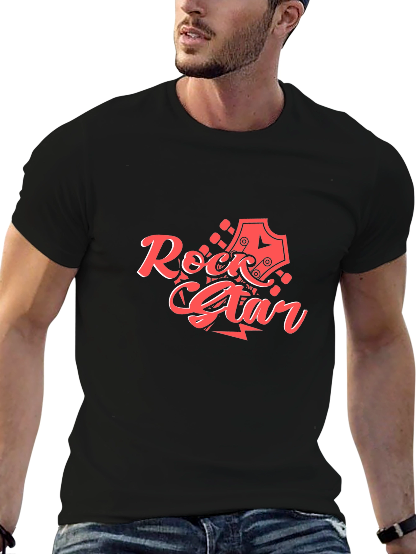 Rock Star Graphic Tee - Black Cotton T-Shirt