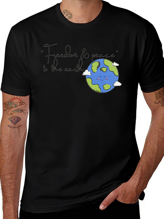 Earth Graphic T-Shirt - Black Crew Neck
