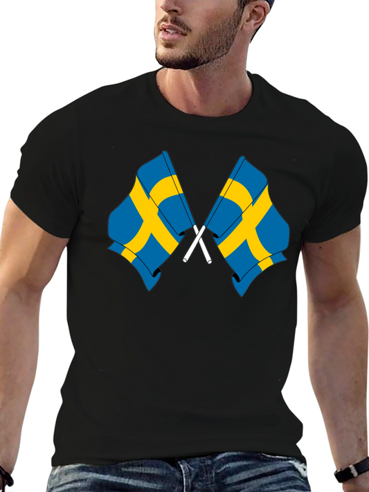Sweden Flag Graphic T-Shirt - Black