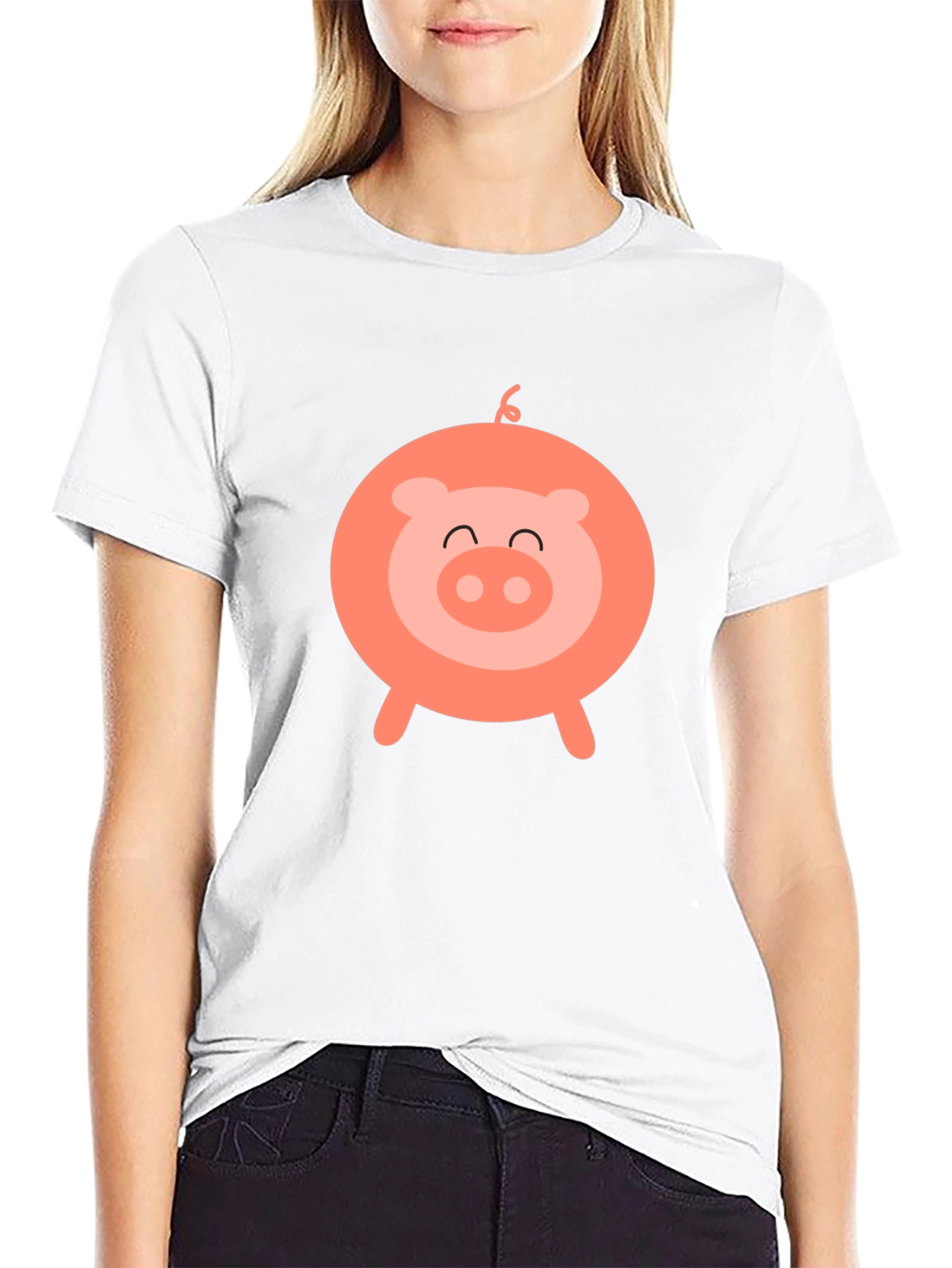 Cute Pig Graphic Black T-Shirt - Fun & Stylish!