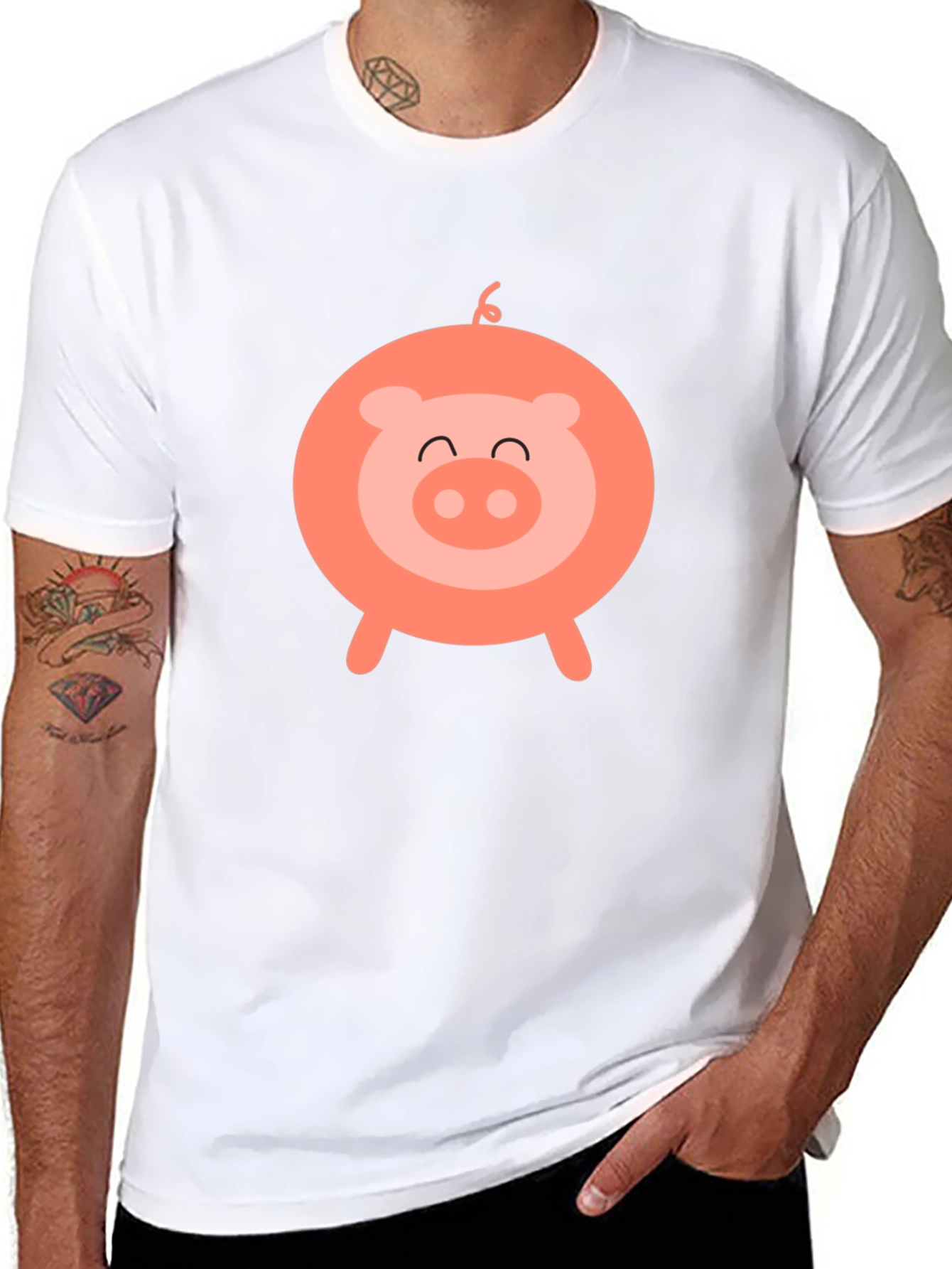 Cute Pig Graphic Black T-Shirt - Fun & Stylish!