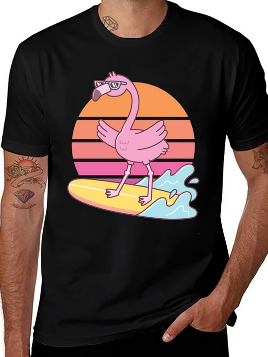 Flamingo Surf T-Shirt - Fun Tropical Design