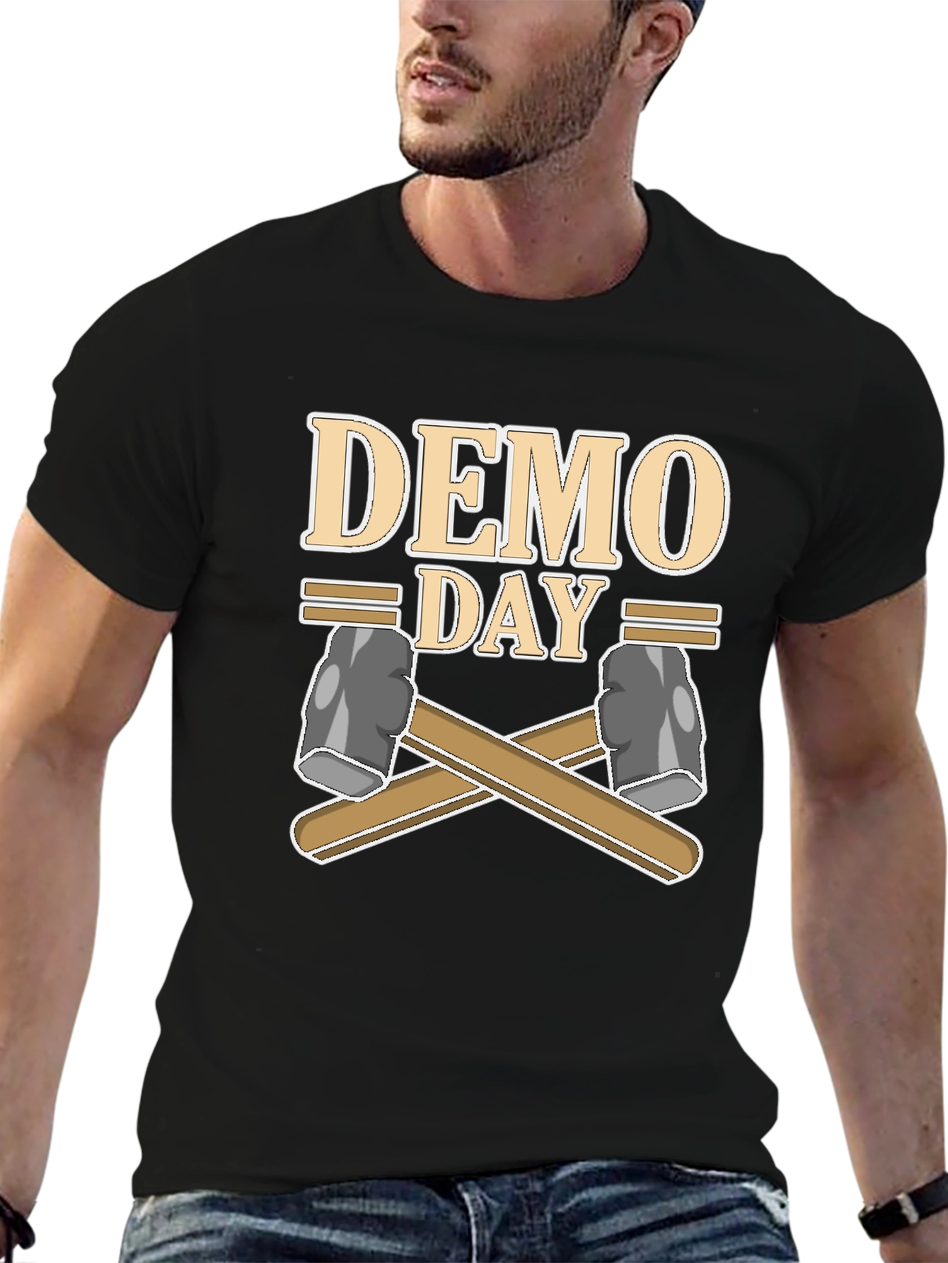 Demo Day T-Shirt Crossed Hammers Design