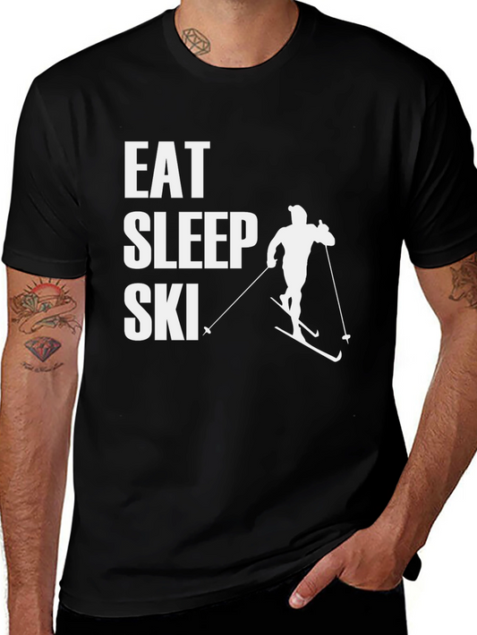 Eat Sleep Ski T-Shirt - Funny Winter Sports Tee