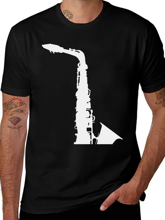 Saxophone Graphic Tee - Music Lovers Black T-Shirt