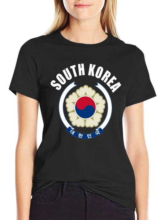 South Korea Flag T-Shirt - Black Crew Neck Tee