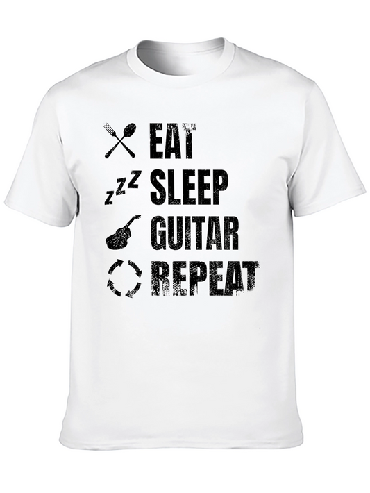 Eat Sleep Guitar Repeat Graphic Tee - Black