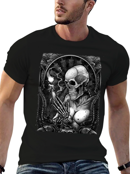 Skull & Snake Graphic Tee - Dark & Edgy Design