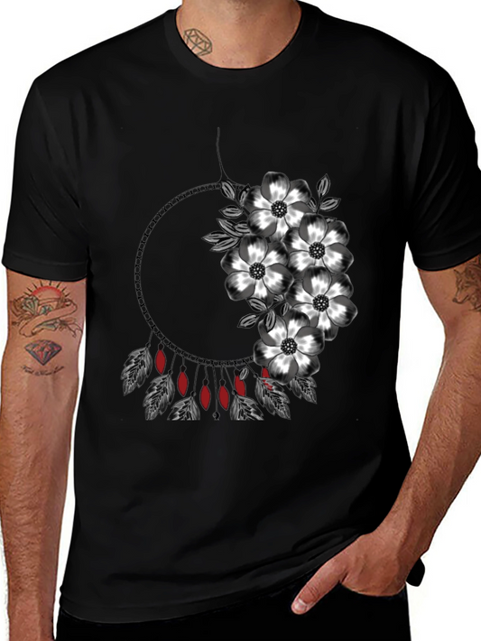 Floral Dreamcatcher Graphic Black T-Shirt