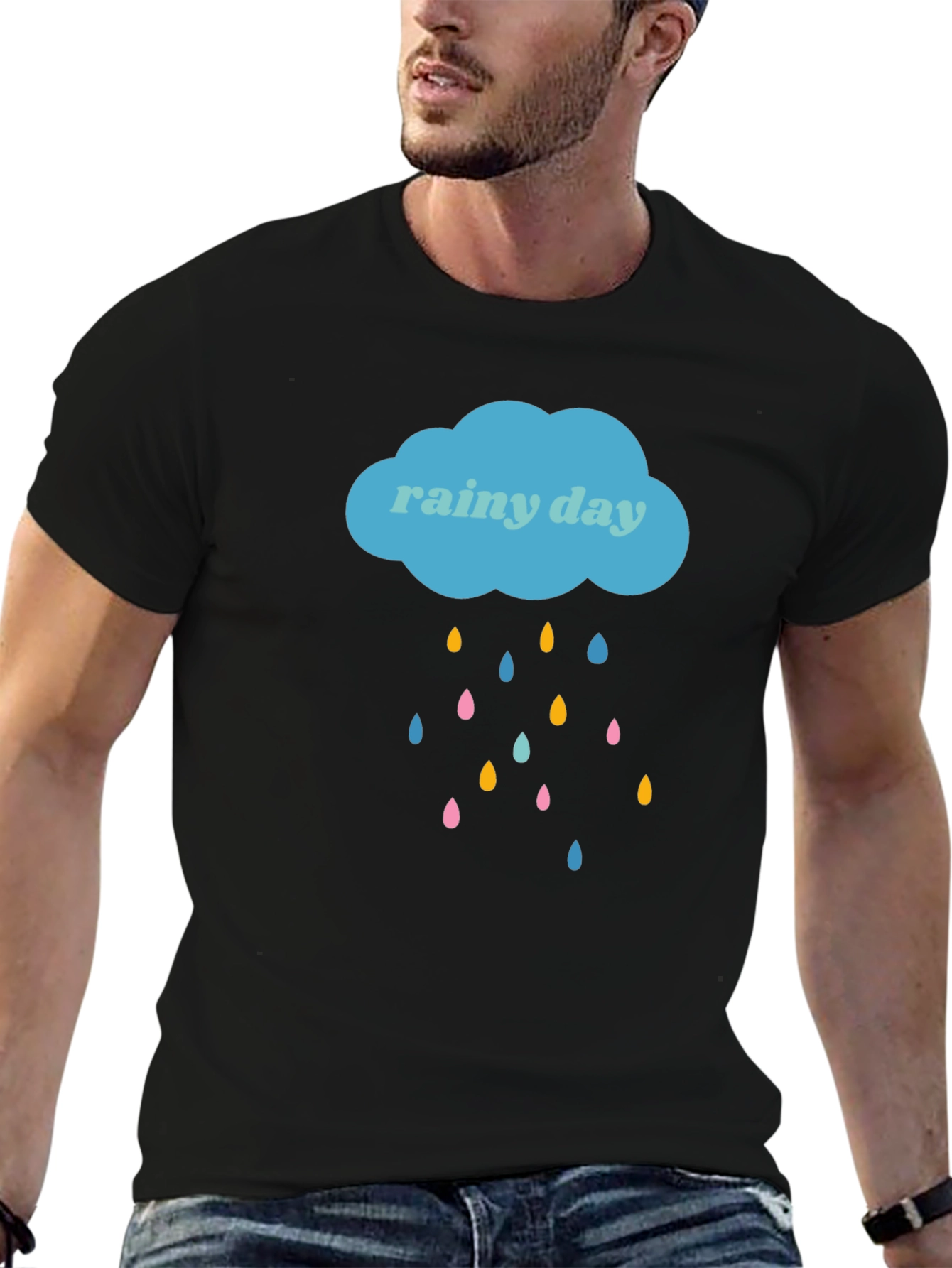Rainy Day Graphic Tee - Stylish Black T-Shirt