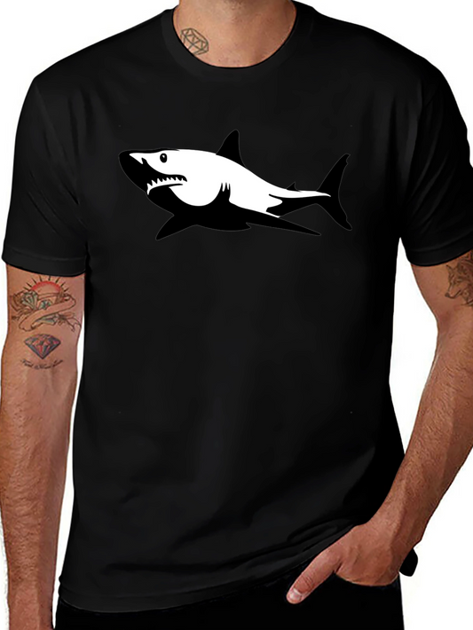 Shark Graphic Black T-Shirt - Mens Casual Tee