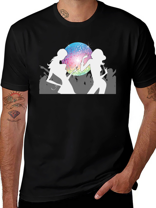 Retro Disco Party Graphic Tee - Black