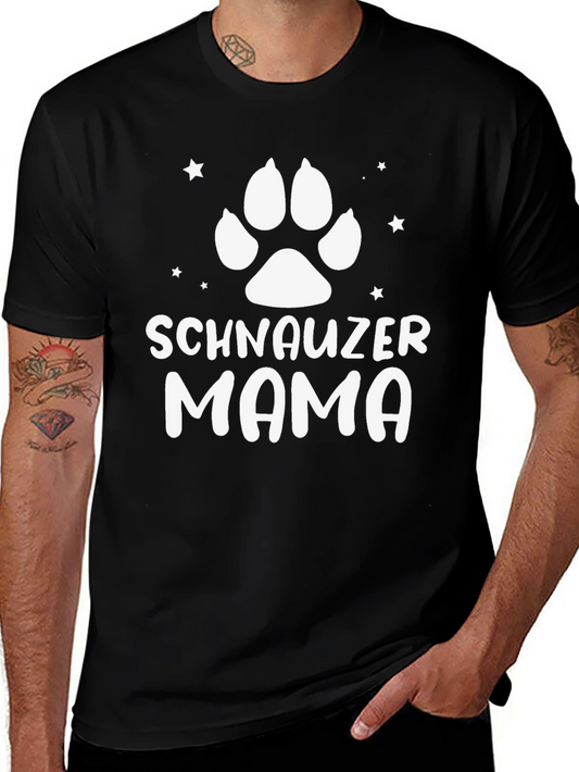 Schnauzer Mama T-Shirt - Dog Paw Print Graphic Tee