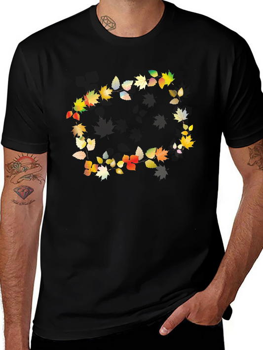 Autumn Leaves Wreath Black Graphic T-Shirt